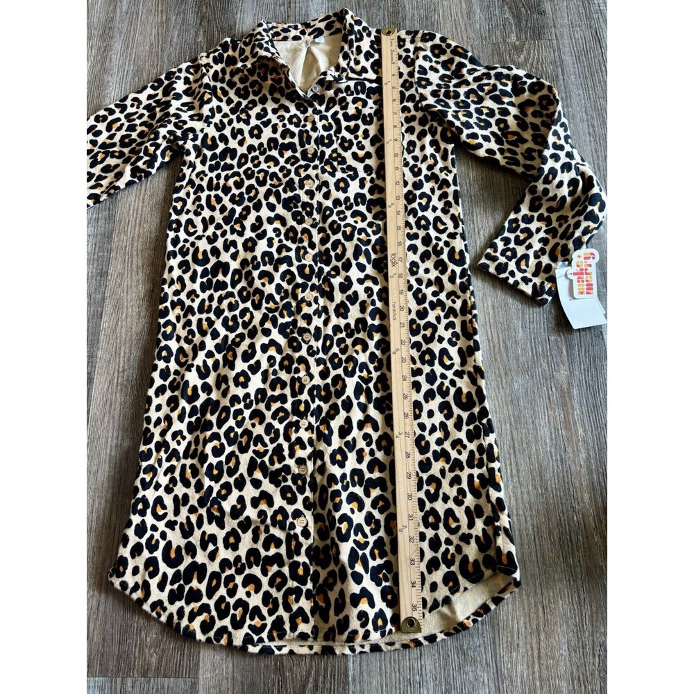 Nordstrom Tan Shore Leopard Print Button Down Nightgown Sleep Shirt NWT $45 XXS - Picture 5 of 9